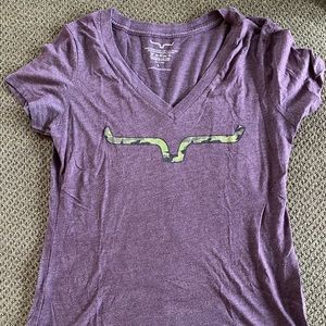 Kimes Ranch purple and camo fitted tee